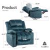 36.6" Wide Velvet Manual Swivel Rocker Heating Massage Recliner Chair with Cupholders