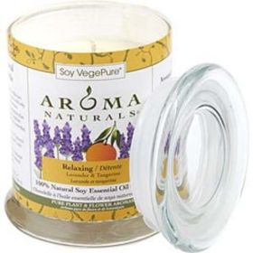 Relaxing Aromatherapy By Relaxing Aromatherapy One 3.7x4.5 Inch Medium Glass Pillar Soy Aromatherapy Candle.  Combines The Essential Oils Of Lavender